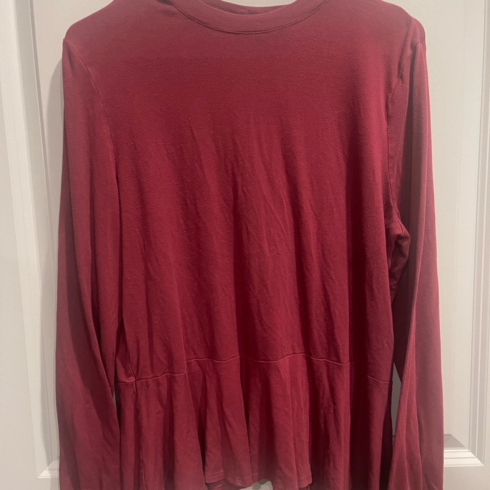 Women's Burgundy Long Sleeve Top